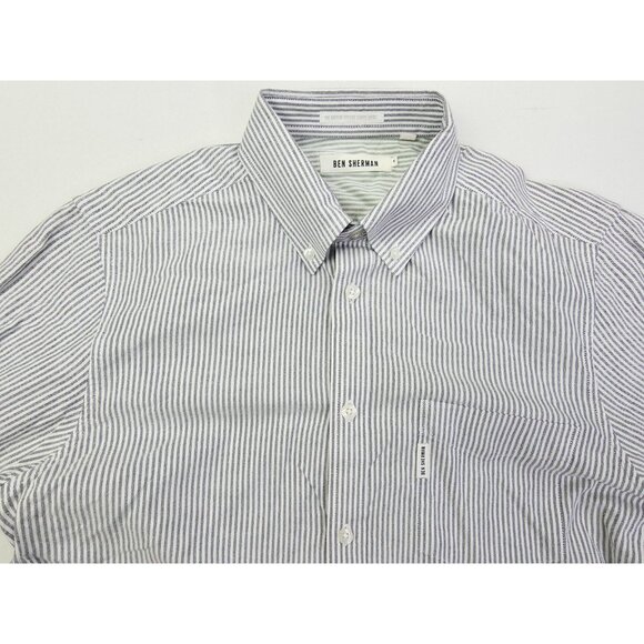 Ben Sherman Medium Mens Pocket Logo Black White Stripe The British Oxford Shirt - Picture 11 of 11